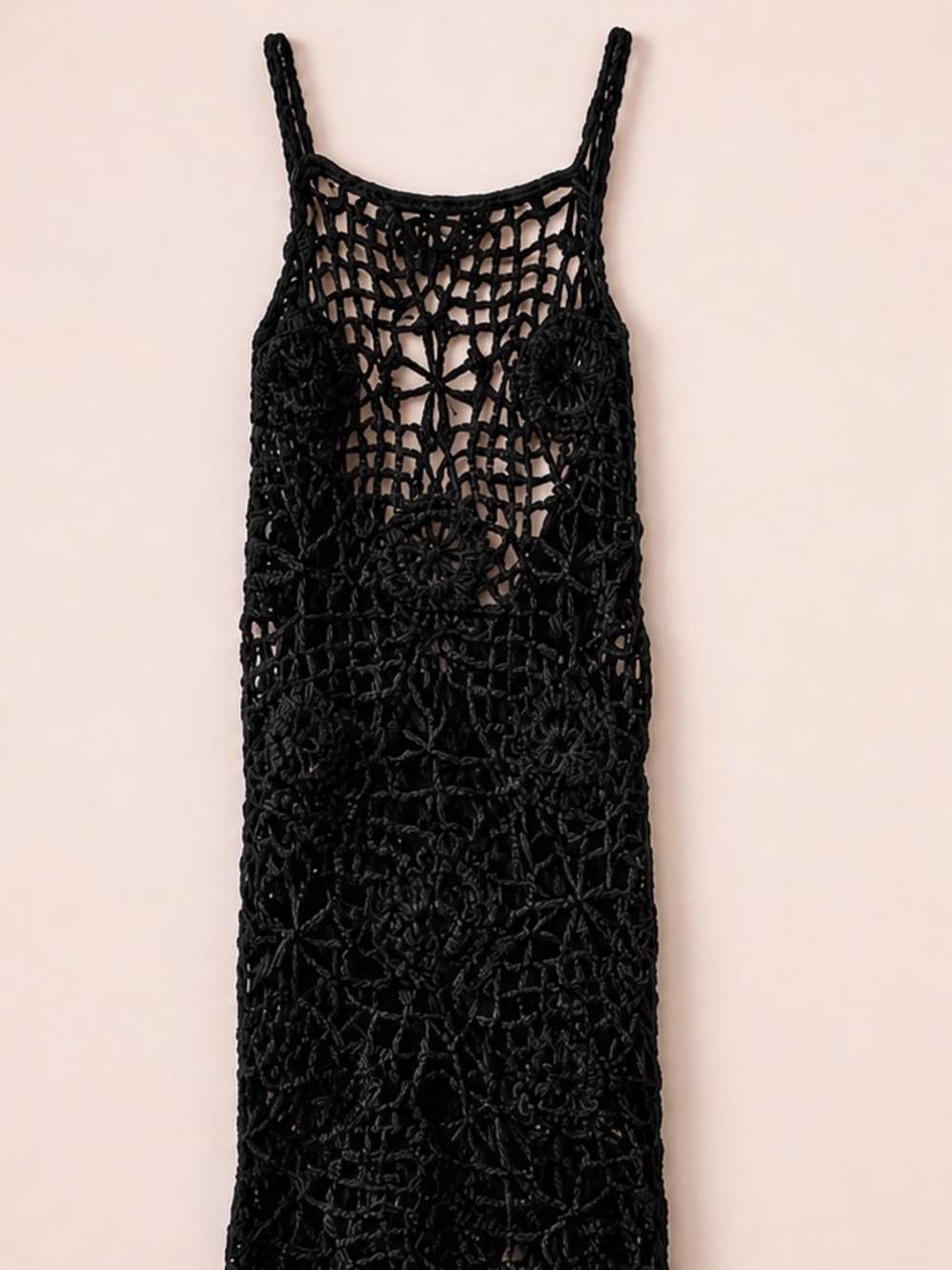 PrettyLittleThing Black Crochet Dress Small Goth Boho
